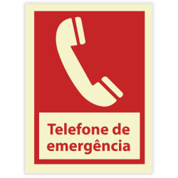 Placa Sinalética autocolante Localização telefone de emergência