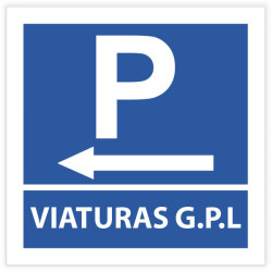 Sinal autocolante Parque estacionamento de viaturas de G.P.L. esquerda