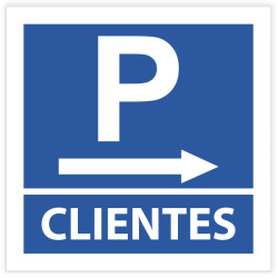 Sinal autocolante Parque de estacionamento Clientes à direita