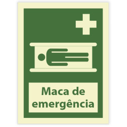 Placa sinalética autocolante Maca de emergência