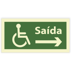 Placa sinalética autocolante Saída à direita a pessoas com deficiência